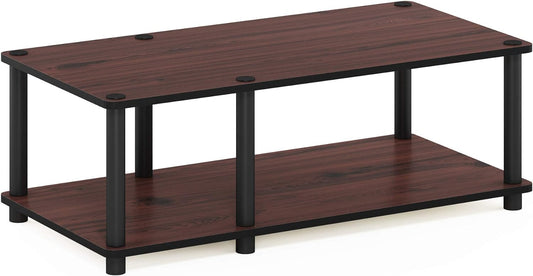 Furinno Just No Tools Dark Cherry Mid Television Stand with Black Tube