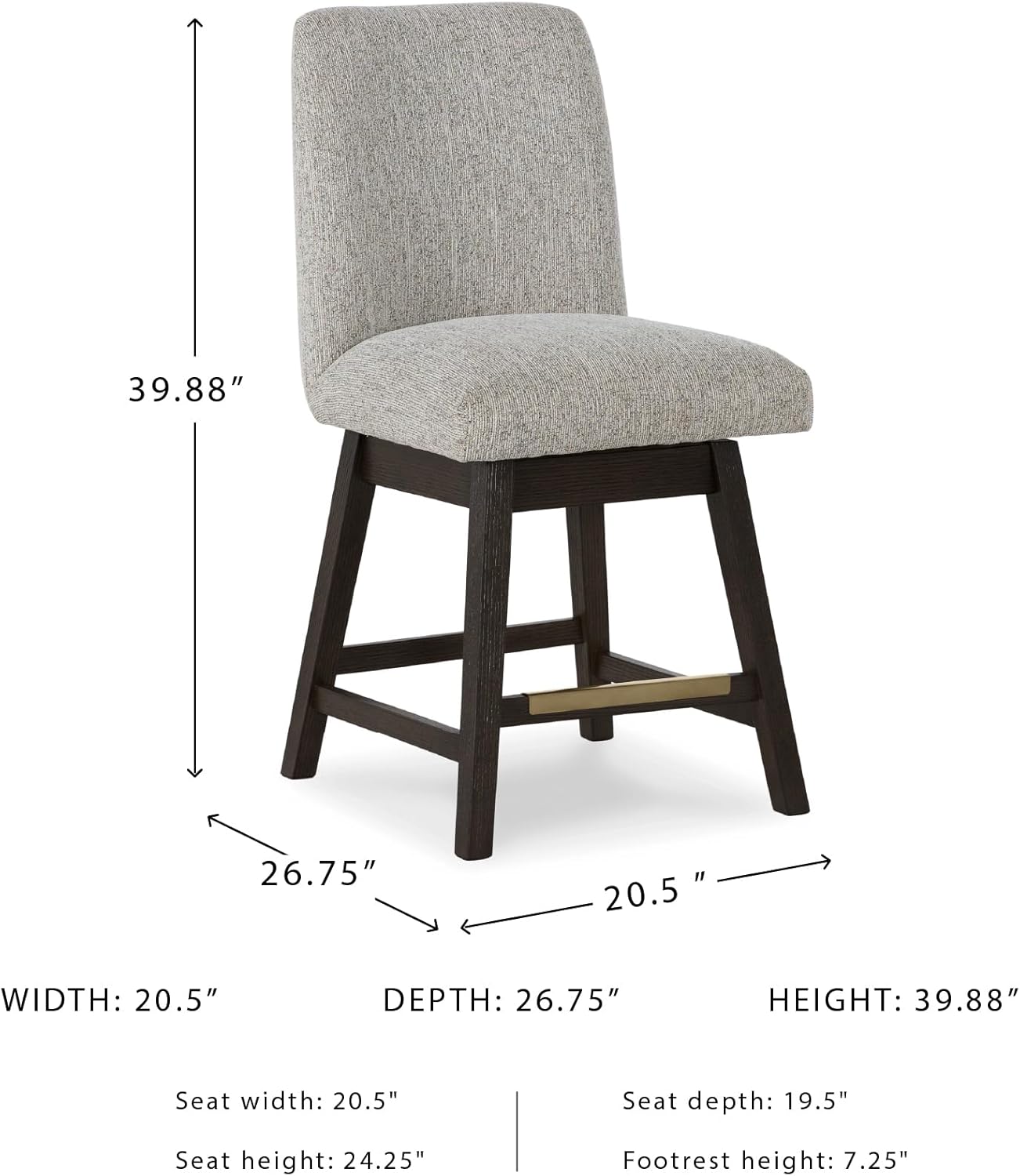 Signature Design by Ashley Burkhaus Urban Counter Height Upholstered Swivel Bar Stool with Footrest, Set of 2, Beige & Dark Brown