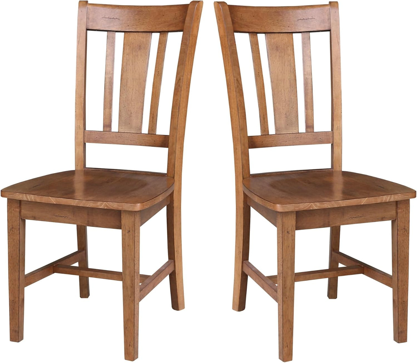 IC INTERNATIONAL CONCEPTS Set of Two San Remo SplatBack Dining Chairs, Distressed Oak