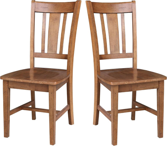 IC INTERNATIONAL CONCEPTS Set of Two San Remo SplatBack Dining Chairs, Distressed Oak