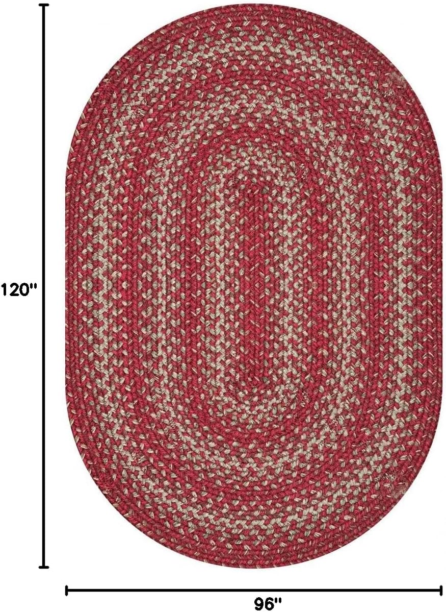 Homespice Apple Pie Jute Red 8x10' Braided Oval Area Rugs for Living Room, Bedroom and Dining Room. Pet Friendly. Decor Styles- Farmhouse Rug, Rustic, Vintage, Primitive, Country, Boho Rug