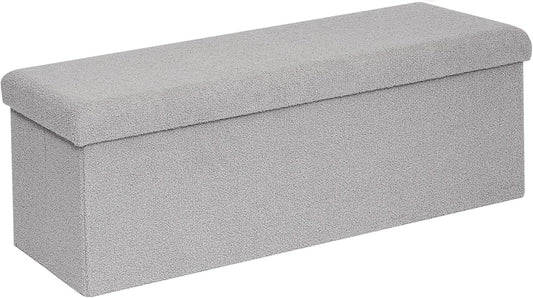 43 Inches Storage Ottoman Bench - Extra Large Foldable Ottoman with Storage, Bench for Living Room, Bedroom, Entryway - Grey