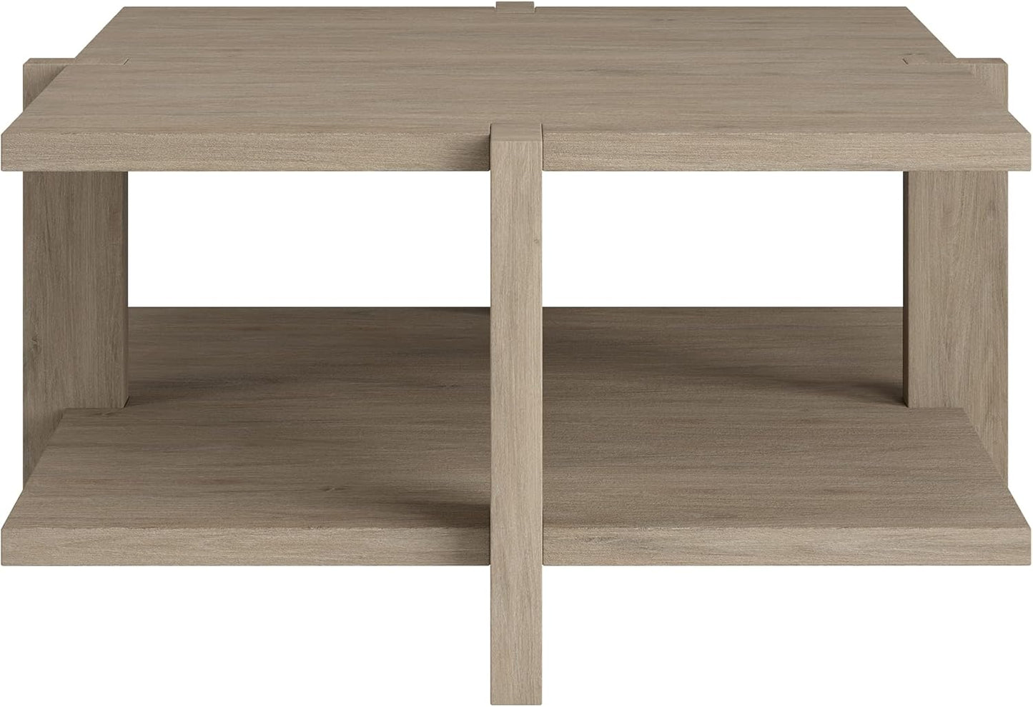 Henn&Hart 35" Wide Square Coffee Table in Antiqued Gray Oak, for Home, Living Room, Bedroom, Entertainment Room, Office