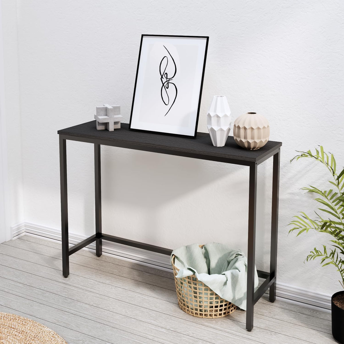 39.4” Console Table, Hallway Entrance Table Sofa Table Behind Couch, for Living Room, Entryway, Easy Assembly, Accent Table, Black