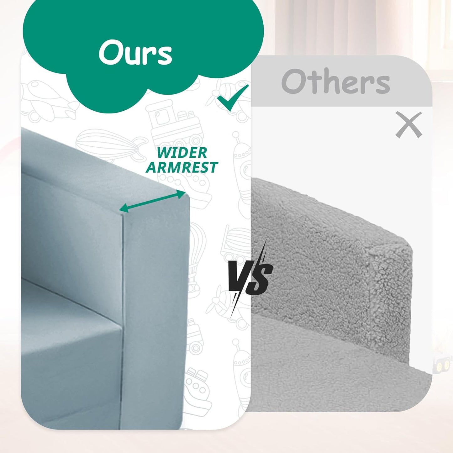 Kids Couch, 2-in-1 Toddler Chair Comfy 1-3 Years, Convertible Kids Chair, Toddler Couch That Fold Out, Kid Lounge Chairs for Boys and Girls, Soft Coral Fleece, Double, Blue