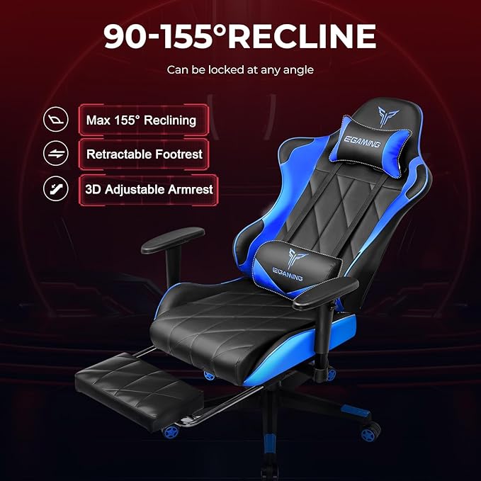 EXRACING Gaming Chair with 3D Adjustable Armrests, Cow Print Design, Ergonomic Office Chair with High Back, Computer Chair with Footrest,Comfy Diamond Stitching Sest, Game Chair for Adults