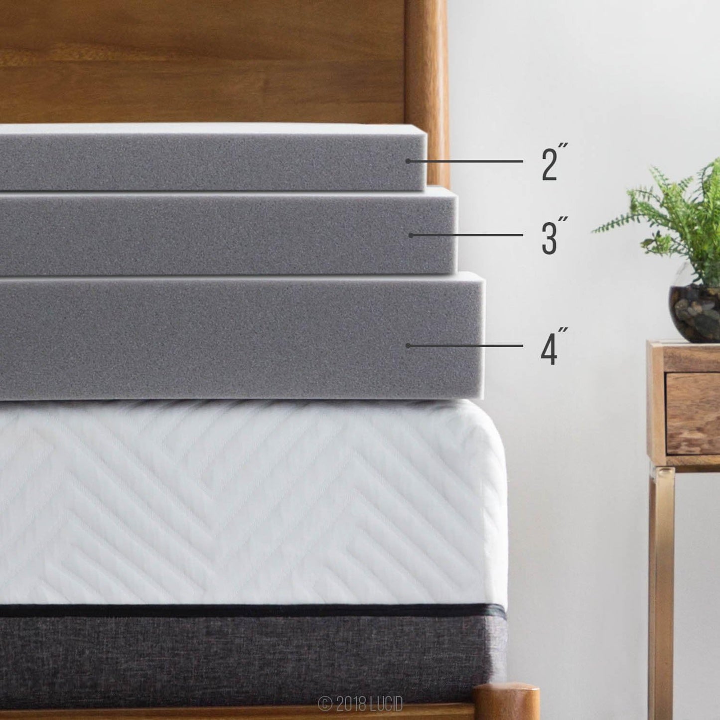 Lucid 4 Inch Bamboo Infused Memory Foam Mattress Topper - California King Size – Cooling Ventilation – Pressure Relieving Bed Topper - Mattress Pad – CertiPur Certified