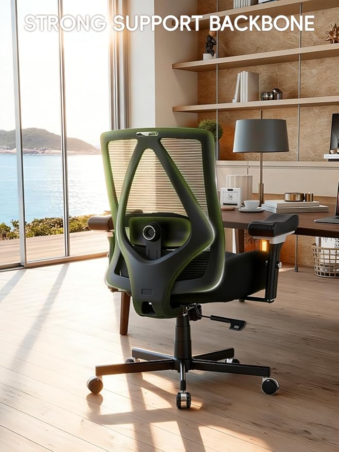 Office Chair 500lbs, Ergonomic Desk Chair with W-Shaped Thick Seat Cushion & 4D Armrest, Executive Mesh Desk Chair with Adjustable Lumbar Support, Swivel Task Chairs for Home Office Gaming, Black