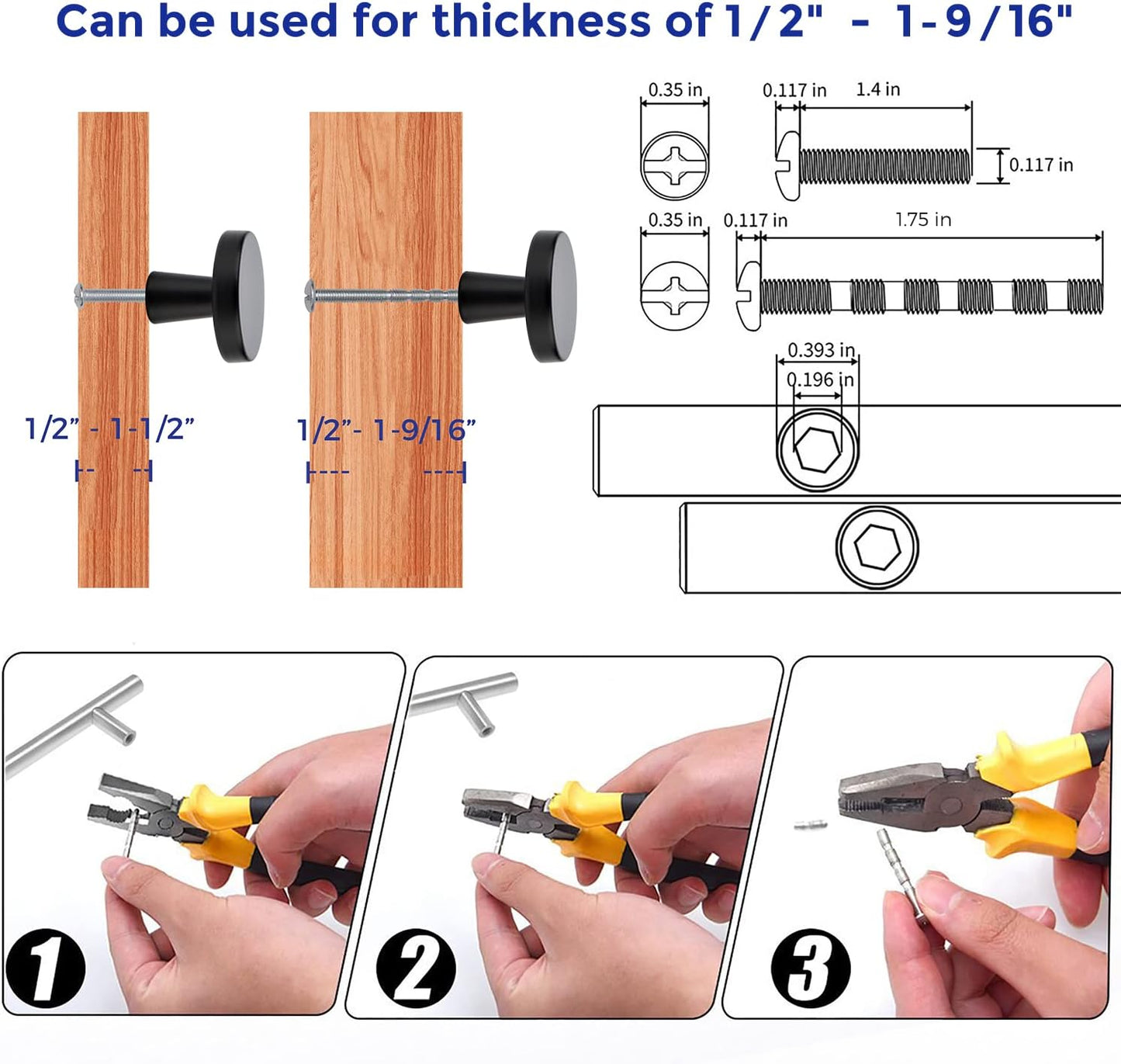Ravinte 5 Pack Drawer Pulls 1-1/4 Inch Matte Black Kitchen Cabinet Knobs Solid Round Black Dresser Handles for Simple Cupboard Hardware