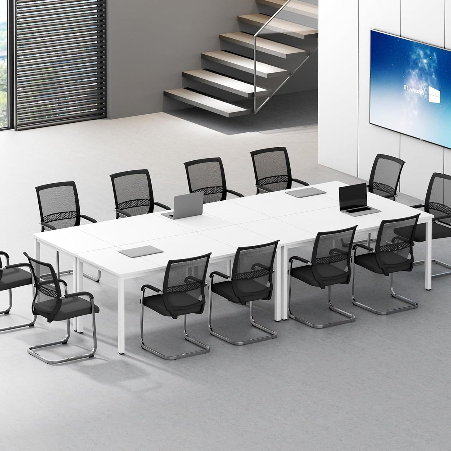 DlandHome 71 inches X-Large Computer Desk, Composite Wood Board, Decent and Steady Home Office Desk/Workstation/Table,White,23.6Wide