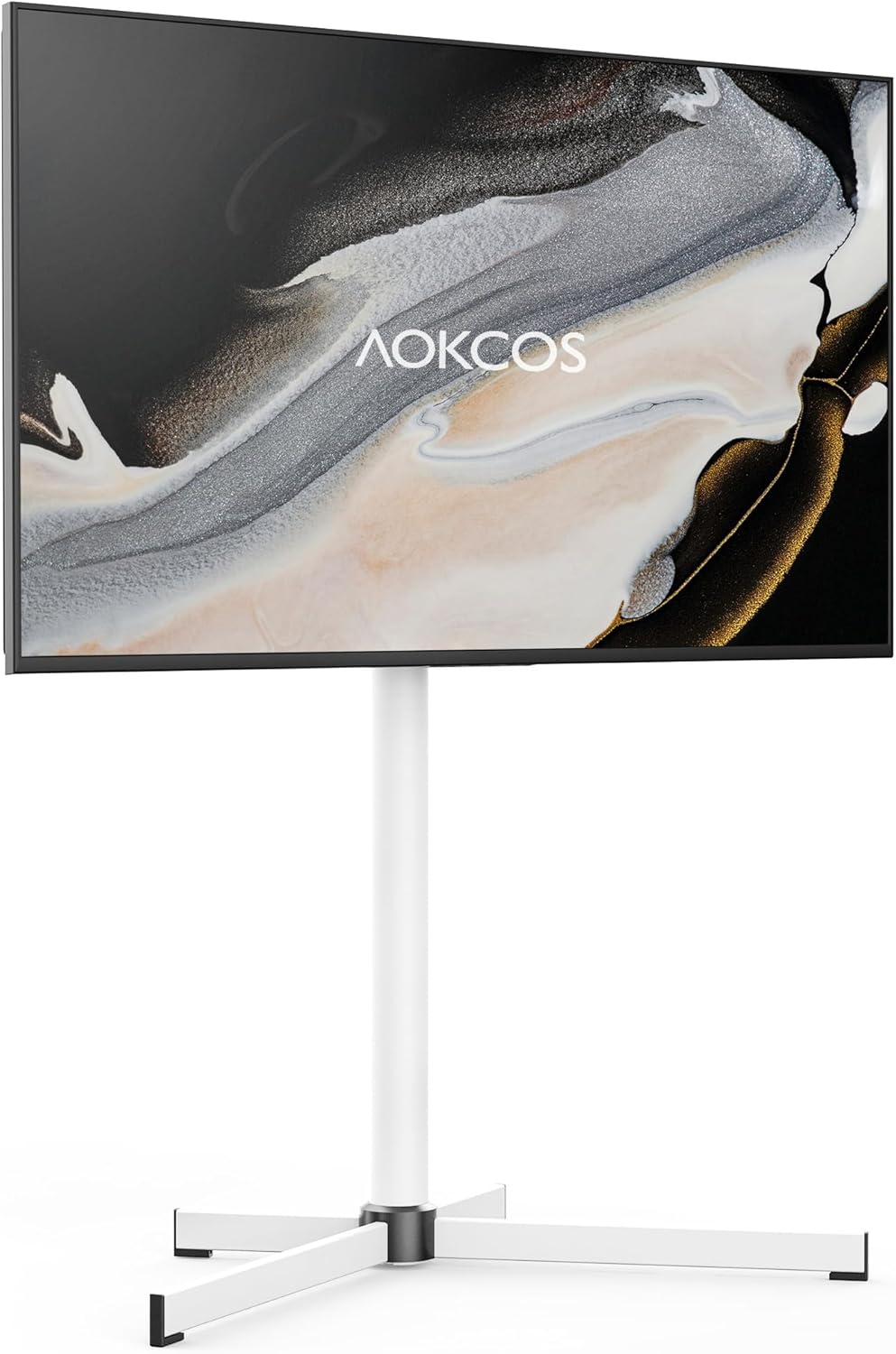 Modern Minimalist Swivel Floor TV Stand for 32-65 Inch TVs up to 88lbs, 12 Levels Height Adjustable with Tilt, Space Saving TV Mount Stand for Living Room/Bedroom, Iron Base, MAX VESA 600x400mm