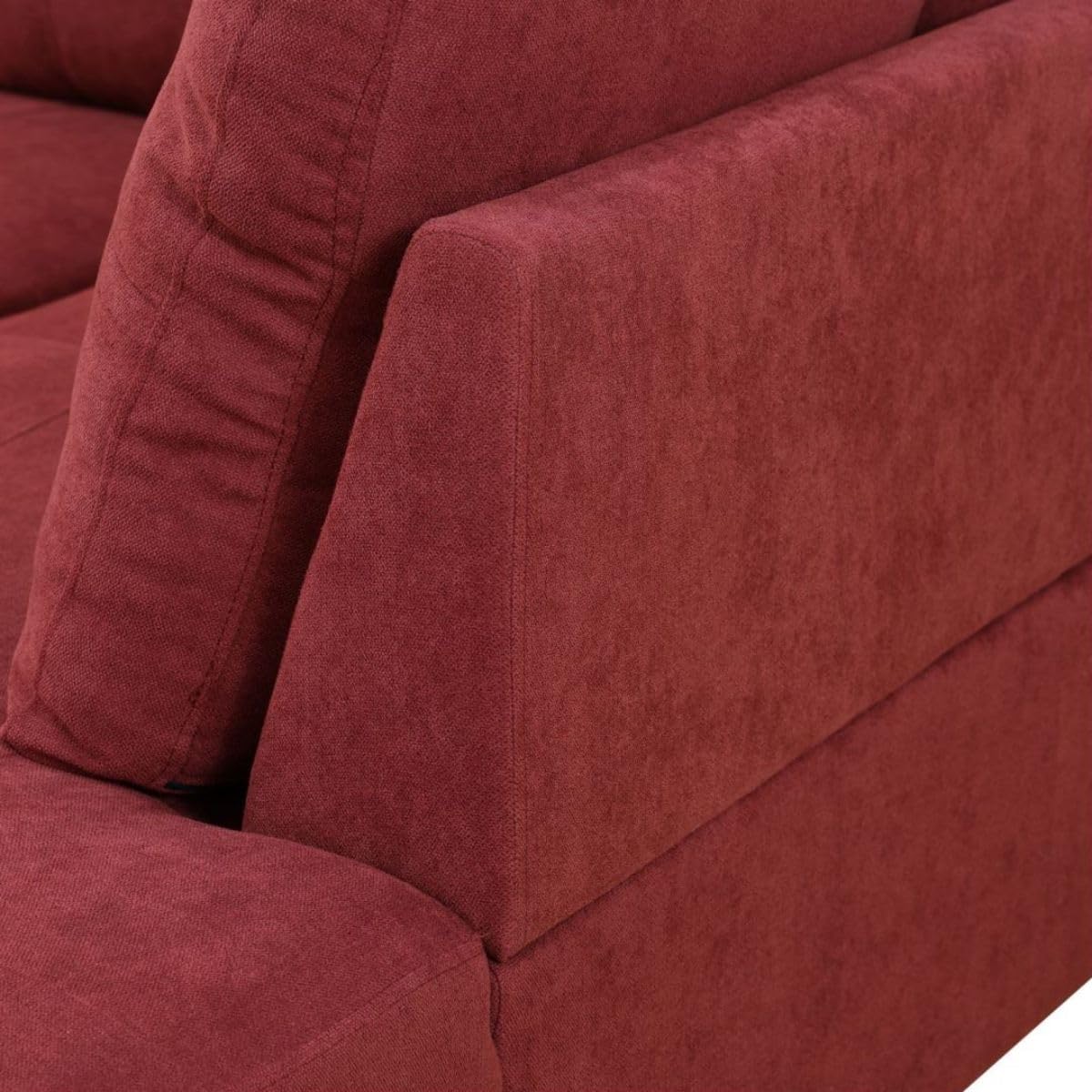 Red L-Shaped 3-Piece Flannel Sofa with Storage Ottoman Set, Sectional Couch Sofa Set for Living Room, Office, Small Space