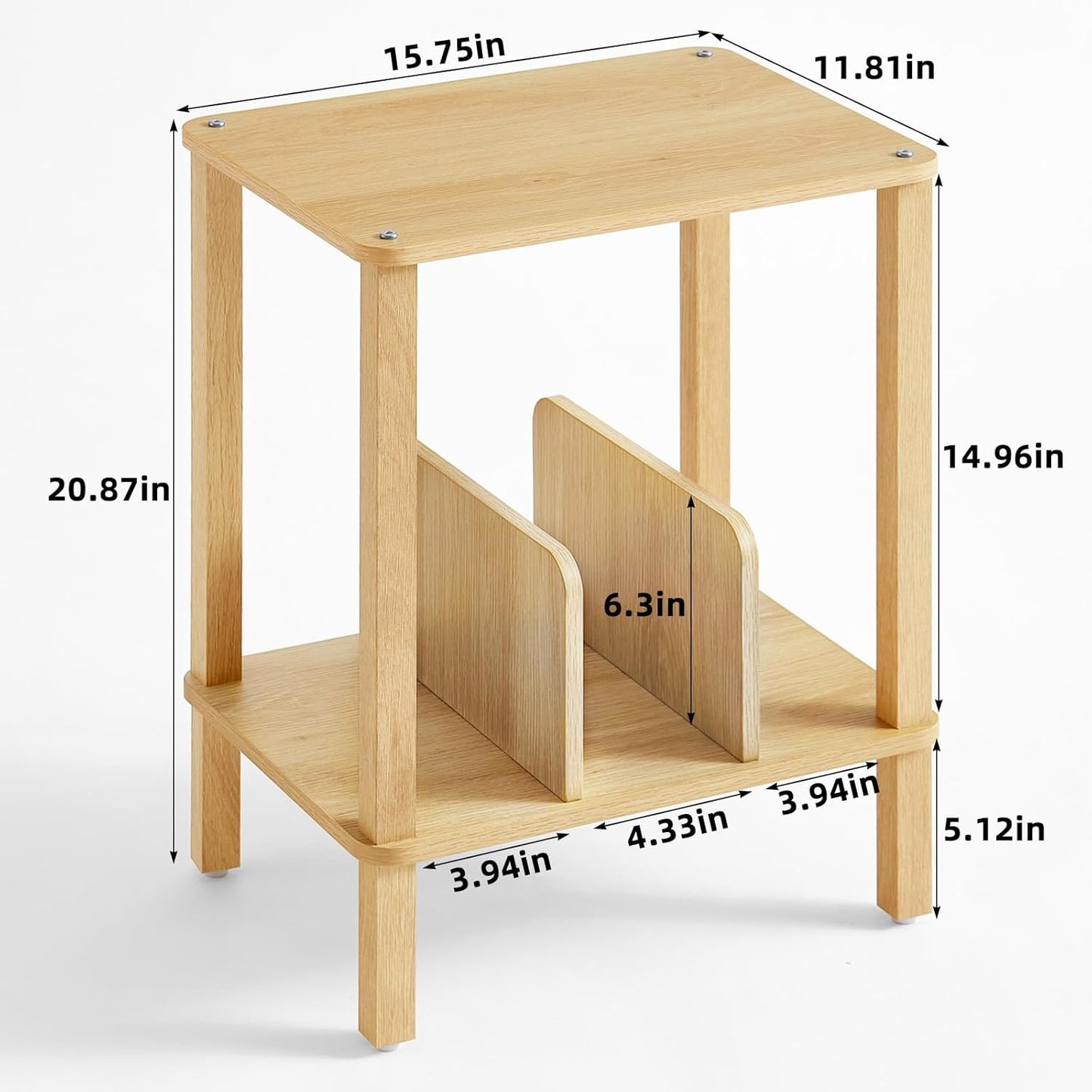 LELELINKY 2-Tier Bamboo Record Player Stand Set of 2 with Vinyl Record Storage up to 100 Albums, Boho Bedroom Record Holder and Multi-Functional End Table for Living Room, Natural
