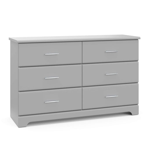Storkcraft Brookside 6-Drawer Dresser (Pebble Gray) – GREENGUARD Gold Certified, Nursery & Kids Storage, Nursery Essentials, Kids Room Storage, Durable Bedroom Dresser