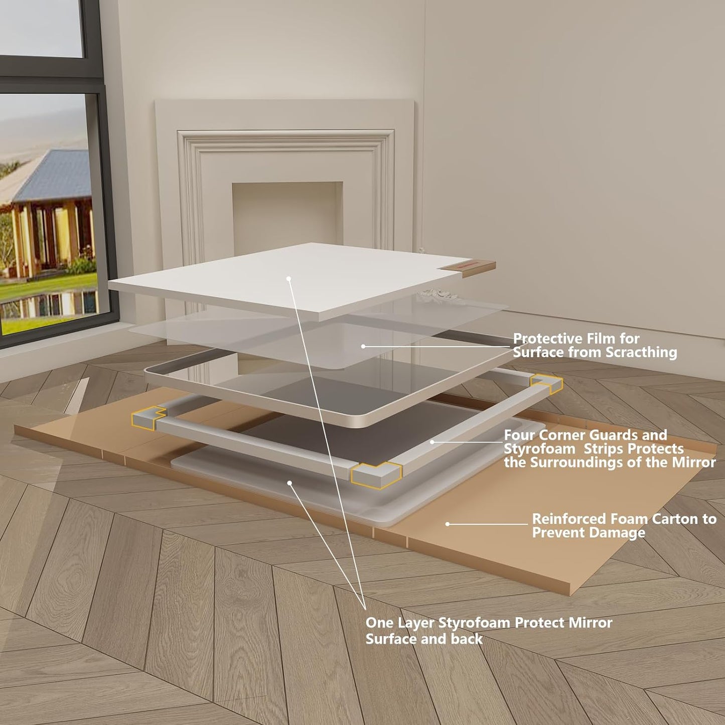 24x36 Silver Bathroom Mirror for Wall, Brushed Metal Framed Bathroom Vanity Mirror, Modern Rounded Corner Rectangle Mirror, Anti-Rust (Horizontal/Vertical)