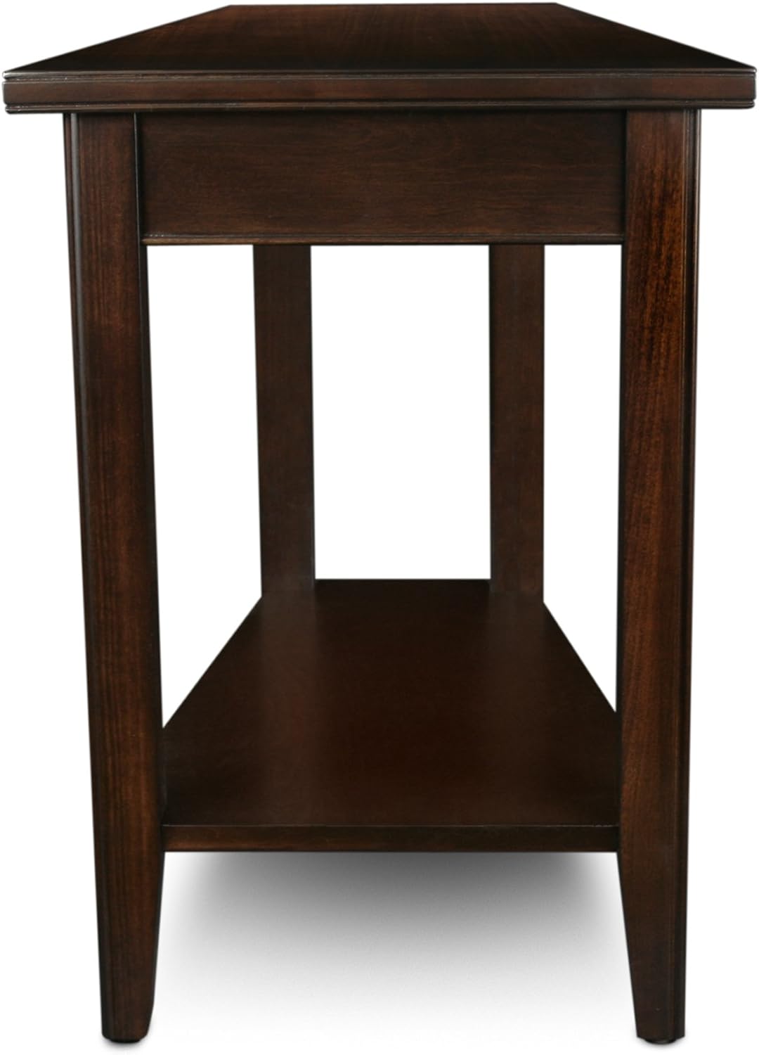 Laurent Solid Wood Recliner Wedge End Side Table with Shelf, Chocolate Cherry Brown, Perfect for Living Rooms, Bedrooms, and Small Spaces – Leick Home, 10502