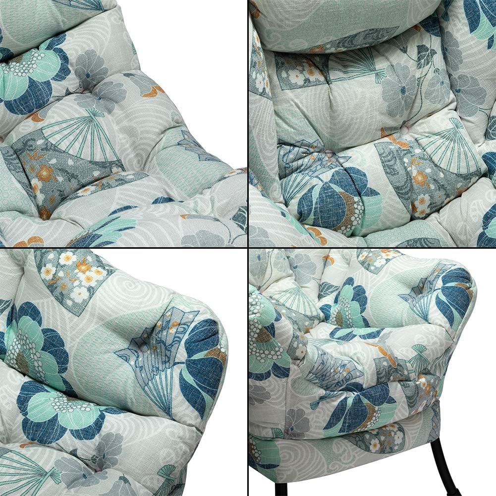 HollyHOME Modern Fabric Large Lazy Chair, Accent Oversized Comfy Reading Chair, Thick Padded Cozy Lounge Chair with Armrest, Steel Frame Leisure Sofa Chair for Living Room, Bedroom, Dorm, Fan Print
