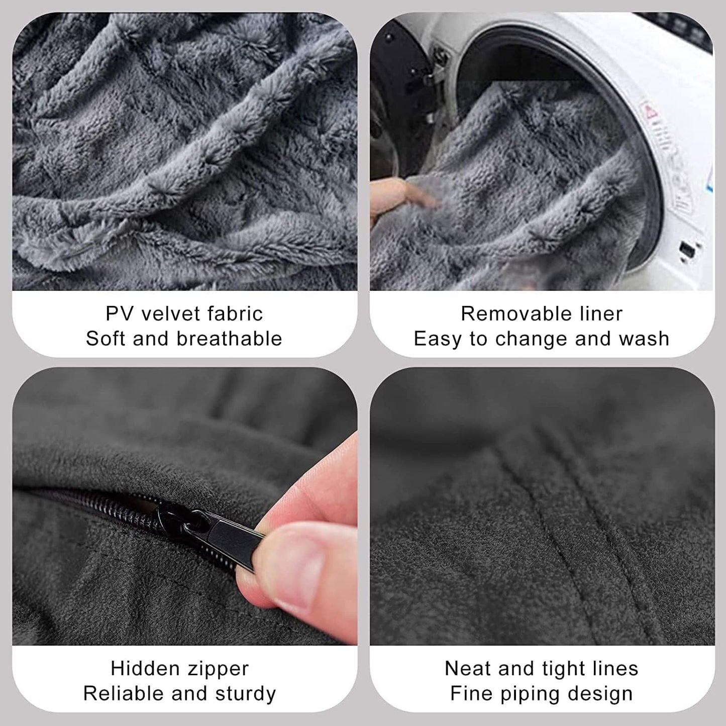 Giant Fur Bean Bag Chair Cover for Kids Adults, (No Filler) Living Room Furniture Big Round Soft Fluffy Faux Fur Beanbag Lazy Sofa Bed Cover (Grey, 6FT)