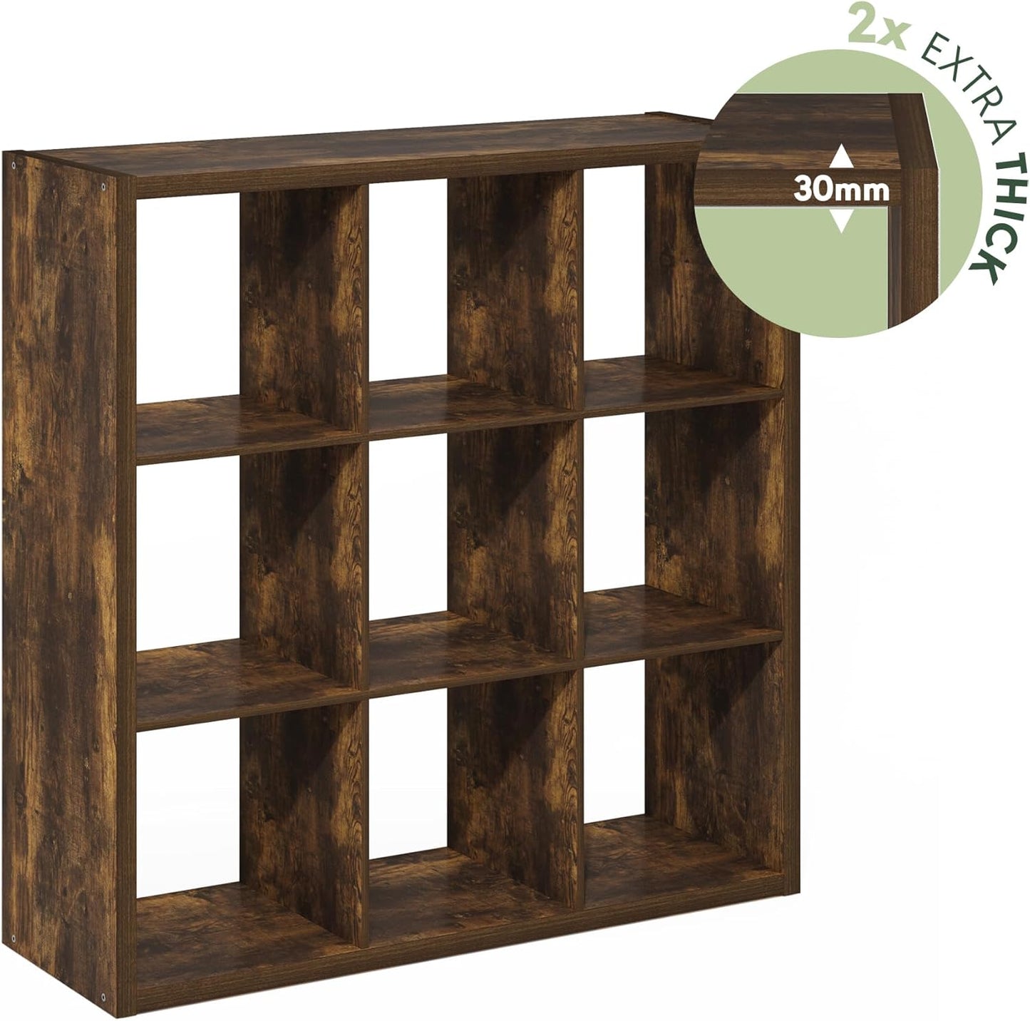 Furinno Cubicle Open Back Decorative Cube Storage Organizer, 9-Cube, Amber Pine