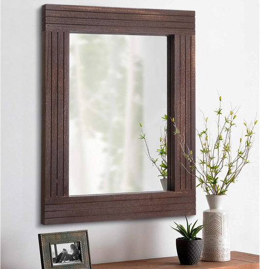 Mirrors for Wall Rustic Wooden Frame Rectangle Mirror Vintage Hanging Mirror for Bedroom Bathroom Living Room Farmhouse Wall Decor Brown Large 20" x 16 "