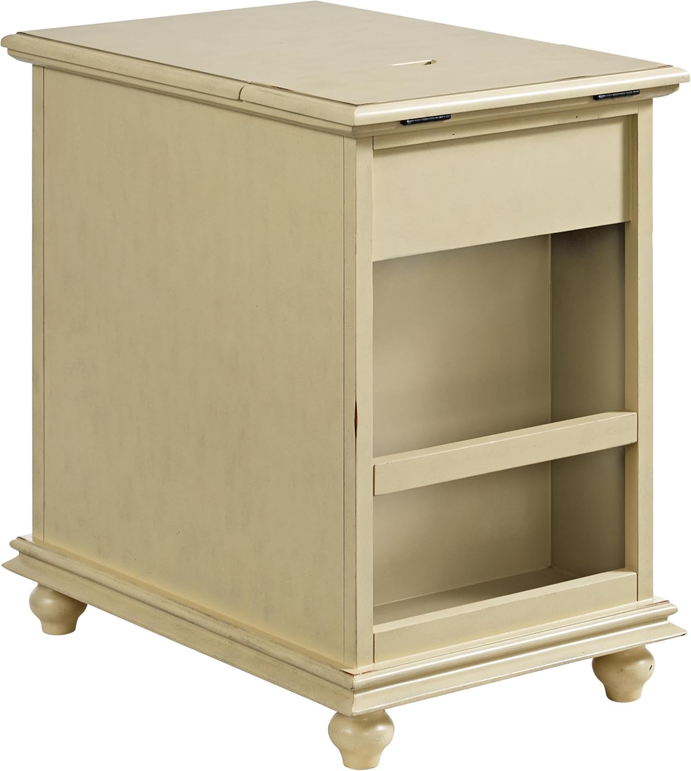 Martin Svensson Home Elegant Chairside End Table with Power, Antique Cream White