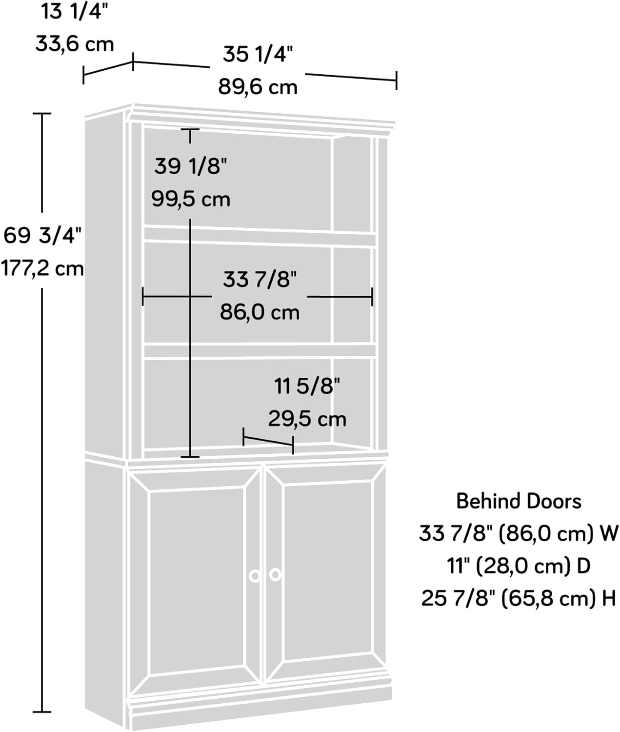 Sauder Select Book Shelf, Bookshelf with Storage, Library Bookcase with Doors and Adjustable Shelves, in Mystic Oak