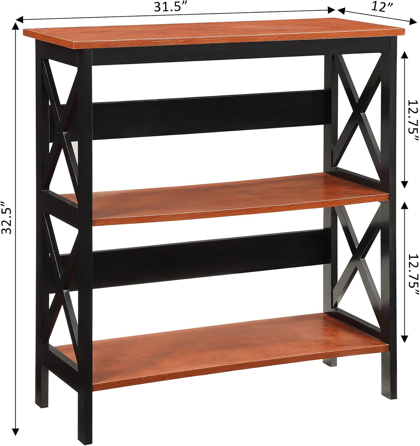 Convenience Concepts Oxford 3 Tier Bookcase, Cherry / Black