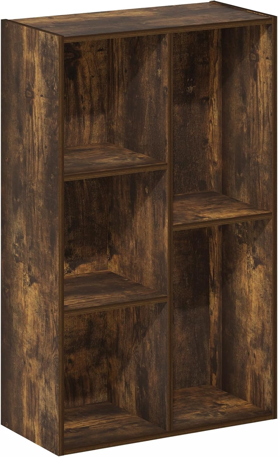 Furinno Luder 5-Cube Open Shelf Bookcase, Bookshelf, Amber Pine