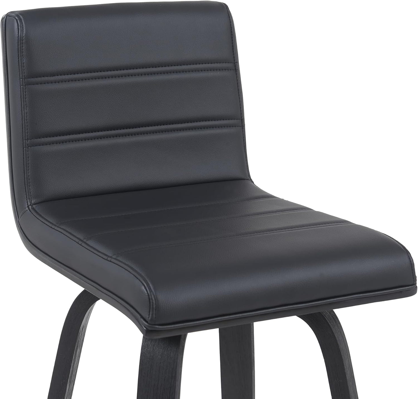 Armen Living Vienna Modern Swivel 26" Counter Height Barstool with Black Faux Leather and Black Wood Finish