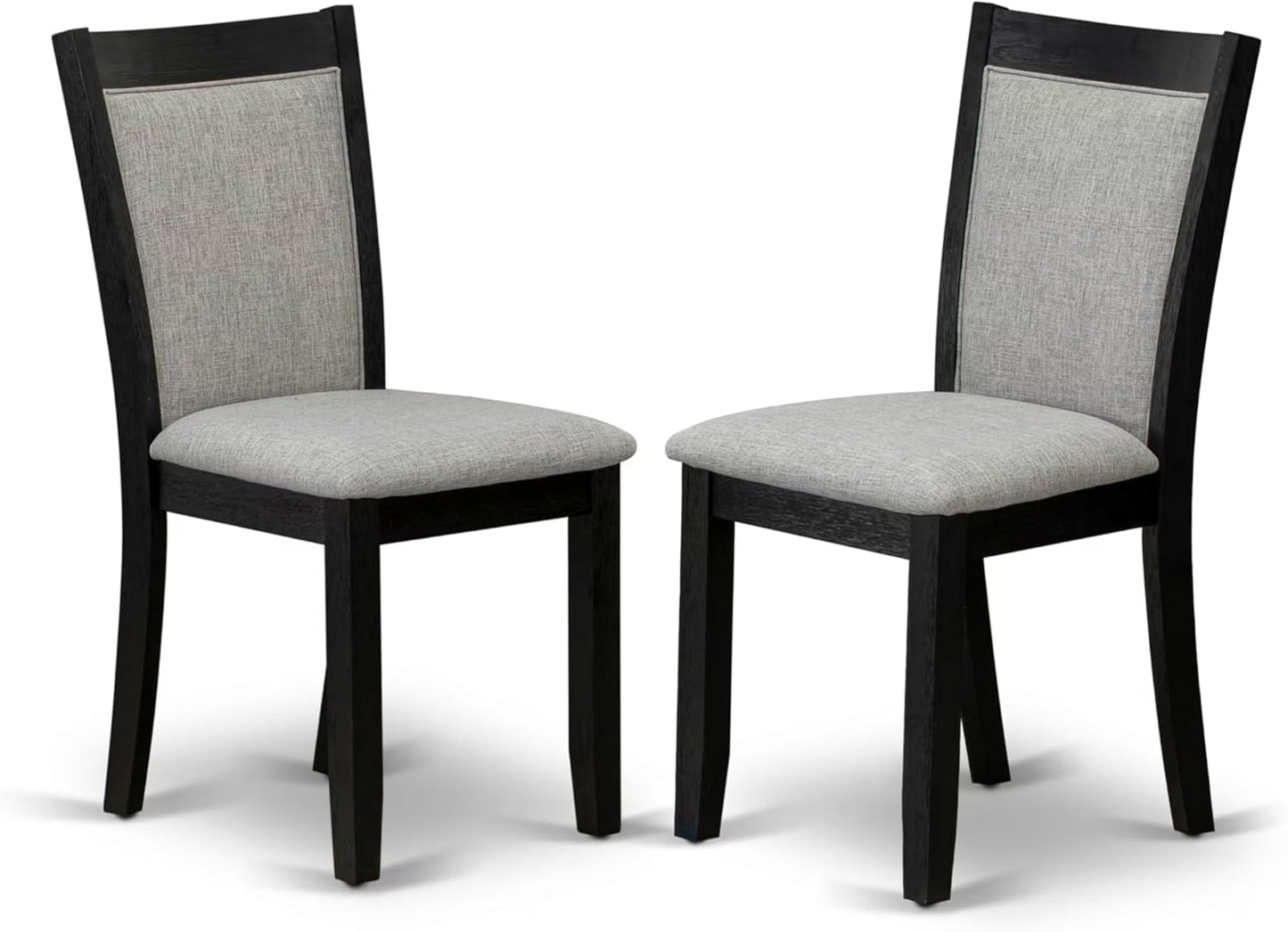 East West Furniture V677MZ606-7 7 Piece Modern Dining Table Set Consist of a Rectangle Wooden Table with V-Legs and 6 Shitake Linen Fabric Upholstered Chairs, 40x72 Inch, Multi-Color