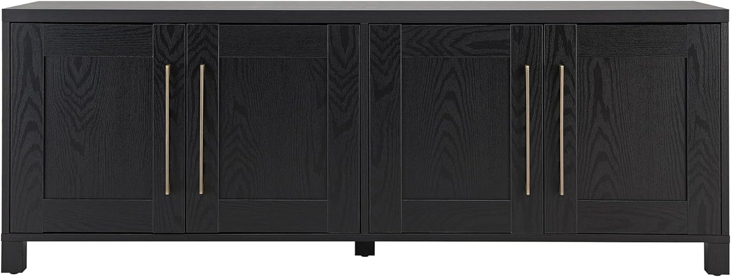 Henn&Hart Rectangular TV Stand for TV's up to 80" in Black Grain, TV Stands for the Living Room