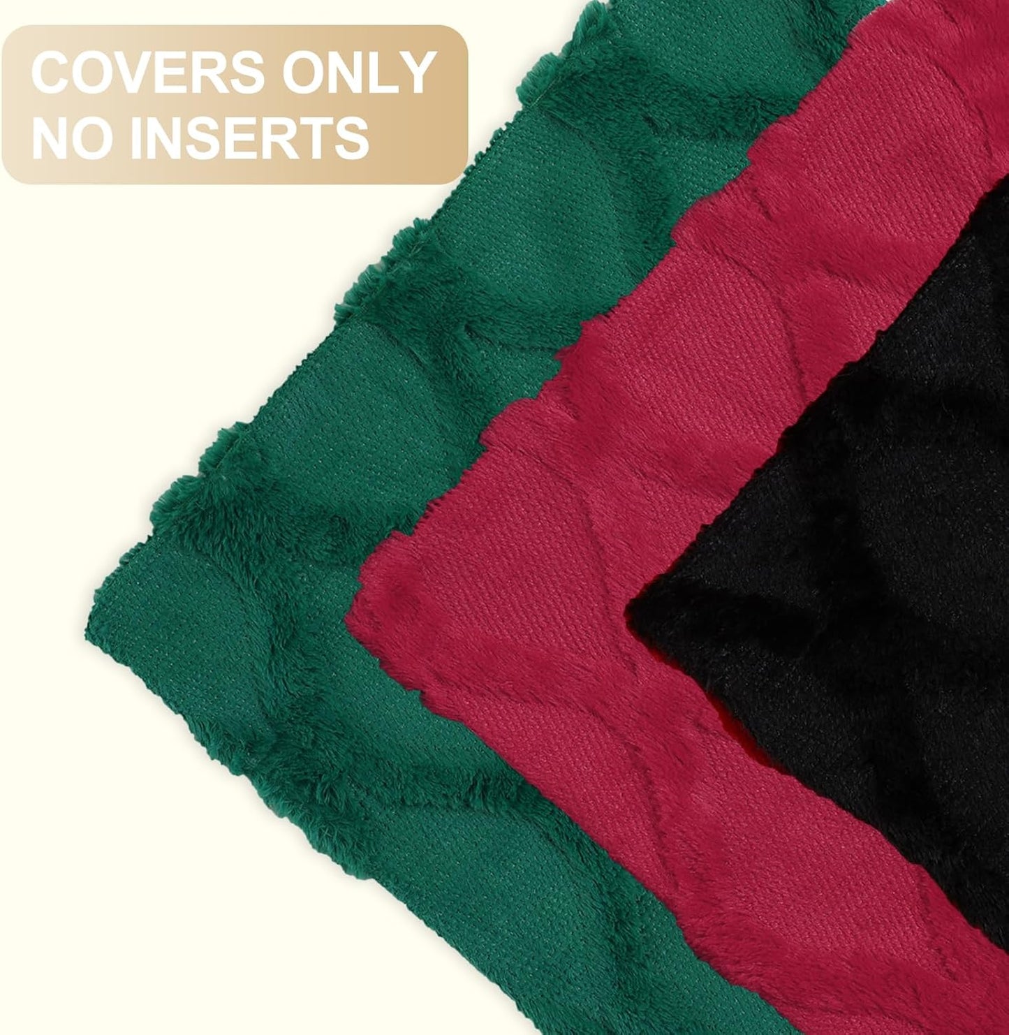 decorUhome Throw Pillow Covers 24x24 Inch Set of 2, Soft Plush Faux Fur Wool Black Couch Pillow Covers, Decorative Neutral Pillow Cases for Bed Sofa Living Room Home Decor