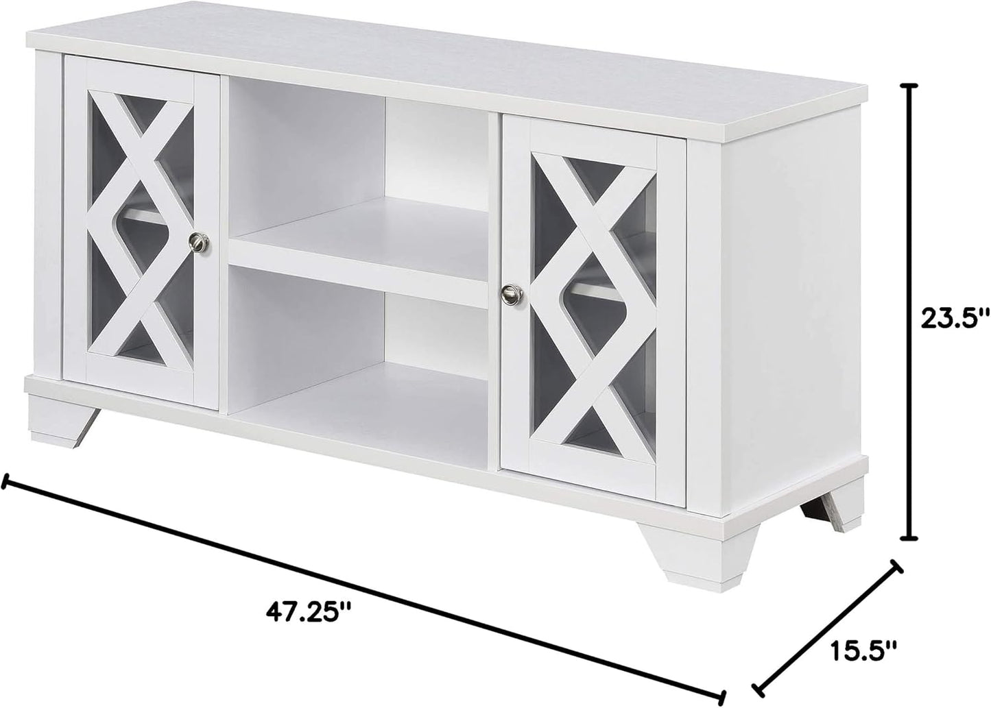 Convenience Concepts Gateway TV Stand 47.25" - Family Room Entertainment Center with Storage Cabinets and Shelves, Traditional TV Console for Living Room, Office, White