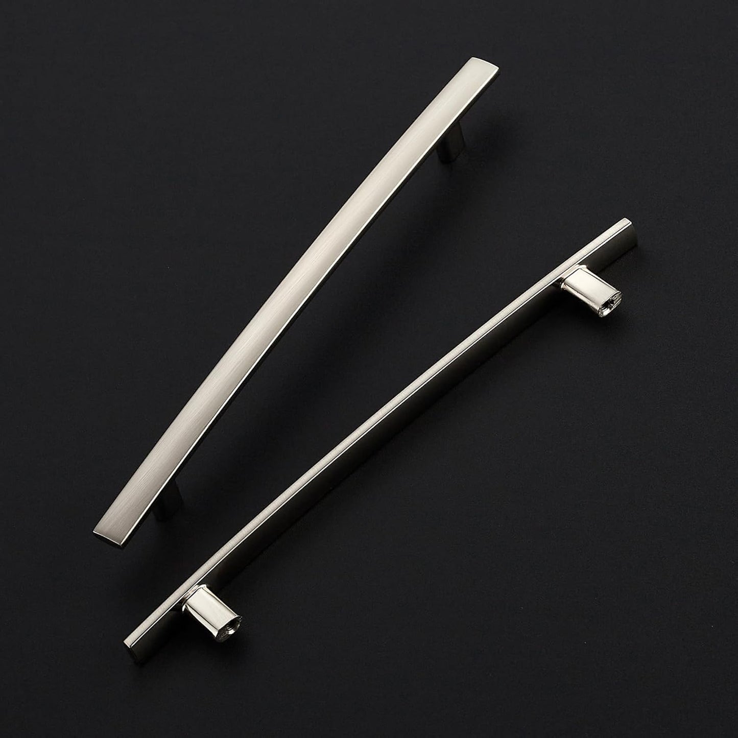 5 Pack Cabinet Handles 7.5" Hole Center - Curved Cabinet Pulls Brushed Nickel Drawer Pulls for Kitchen Cupboard Solid Hardware for Dresser Drawer Arch Hardware