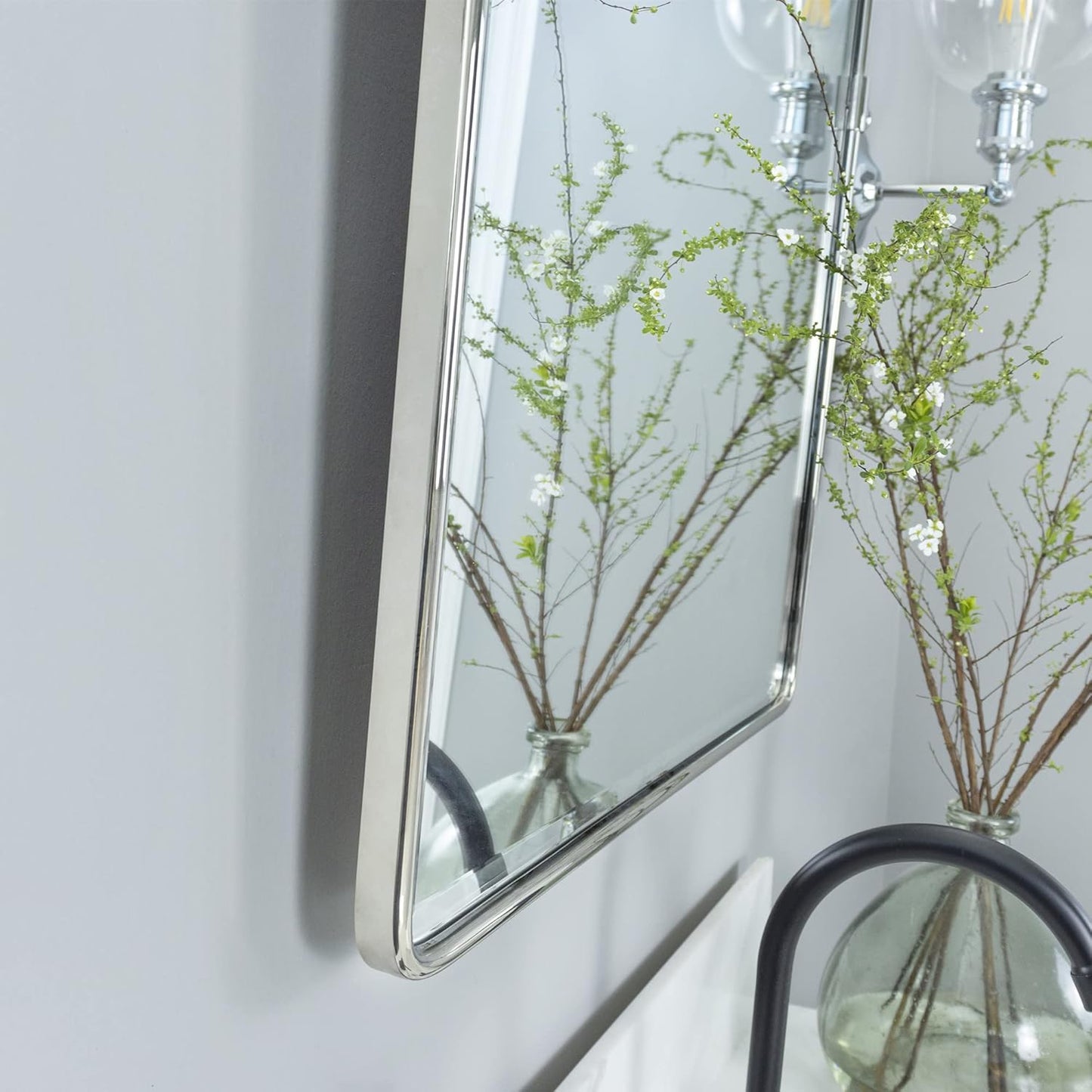 TEHOME 40x30'' Chrome Pivot Mirror Horizontal 30x40'' Metal Framed Rectangle Tilting Beveled Vanity Mirrors for Wall