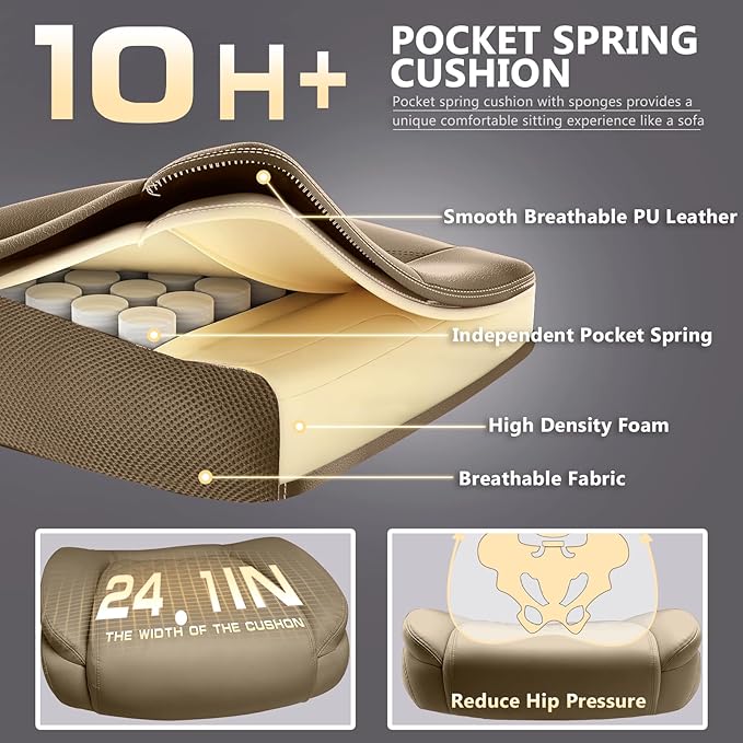 650LBS Large Heavy Duty Office Chair with 5D Flip Arms,Comfy Big and Tall Executive Office Desk Chair with Pocket Spring Cushion,High Back Computer Chair with Lumbar Support,Dual Rubber Wheel