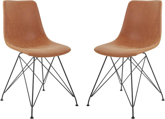 OSP Home Furnishings Trenton Modern Dining Chairs, Set of 2, Sand Faux Leather