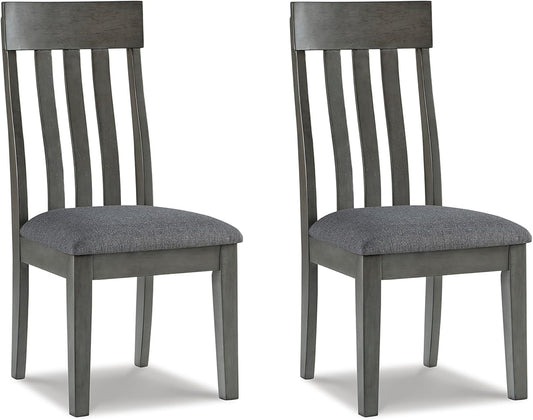 Signature Design by Ashley Hallanden Modern Slat Back 18.63" Dining Room Chair, Set of 2, Gray
