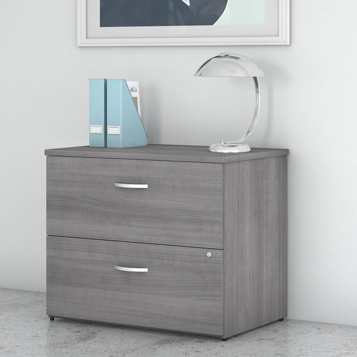Bush Business Furniture Studio C 2 Drawer Lateral File Cabinet in Platinum Gray - Assembled, Locking Document Storage for Home or Professional Office