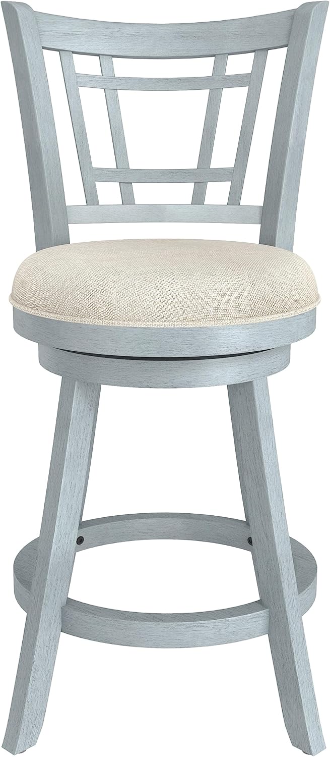 Hillsdale Fairfox 24.5" Wood Swivel Counter Height Stool, Blue Wire Brush