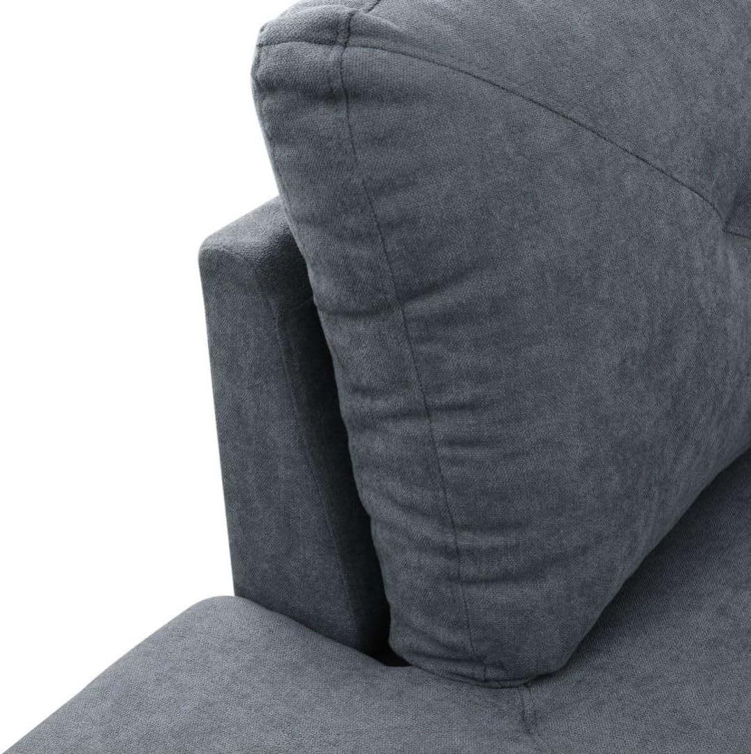 Dark Grey L-Shaped 3-Piece Flannelette Sofa with Storage Ottoman Set, Sectional Couch Sofa Set for Living Room, Office, Small Space