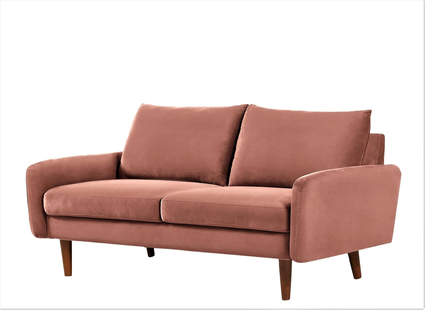 Container Furniture Direct Kent Velvet Loveseat Sofa for Modern Living Rooms and Compact Spaces, Comfy 2 Seater Couch Studio Apartment Furniture with Sleek Design, Rose