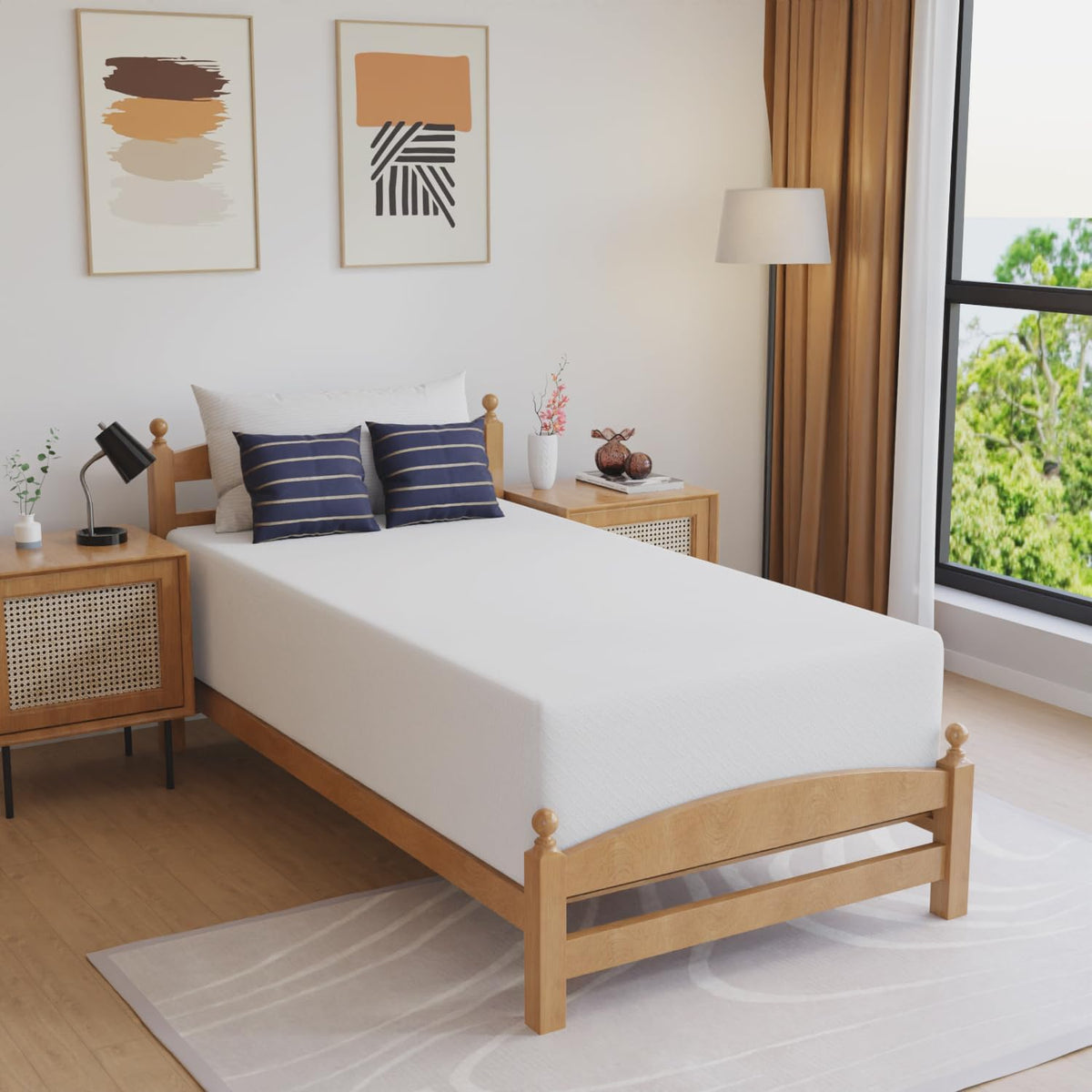 FDW | 14 Inch Twin Mattress | Medium Firm | Gel Memory Foam Mattress | White | Bed in a Box, CertiPUR-US Certified | Pressure Relief, Cooling Ventilated Foam | Washable Removable Cover