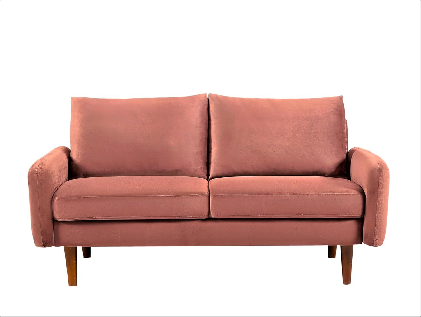 Container Furniture Direct Kent Velvet Loveseat Sofa for Modern Living Rooms and Compact Spaces, Comfy 2 Seater Couch Studio Apartment Furniture with Sleek Design, Rose