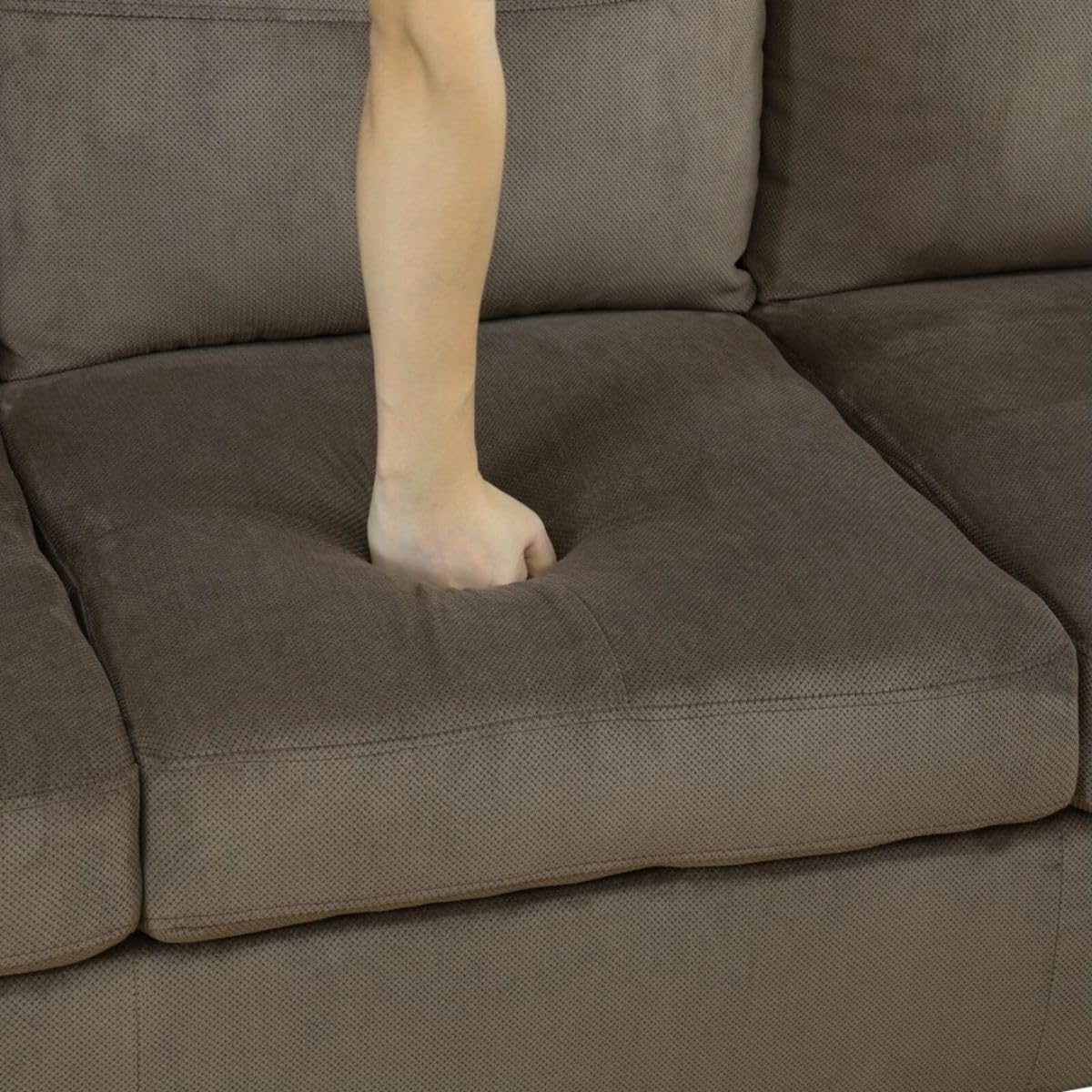 Brown L-Shaped 3-Piece Corduroy Sofa with Storage Ottoman Set, Sectional Couch Sofa Set for Living Room, Office, Small Space