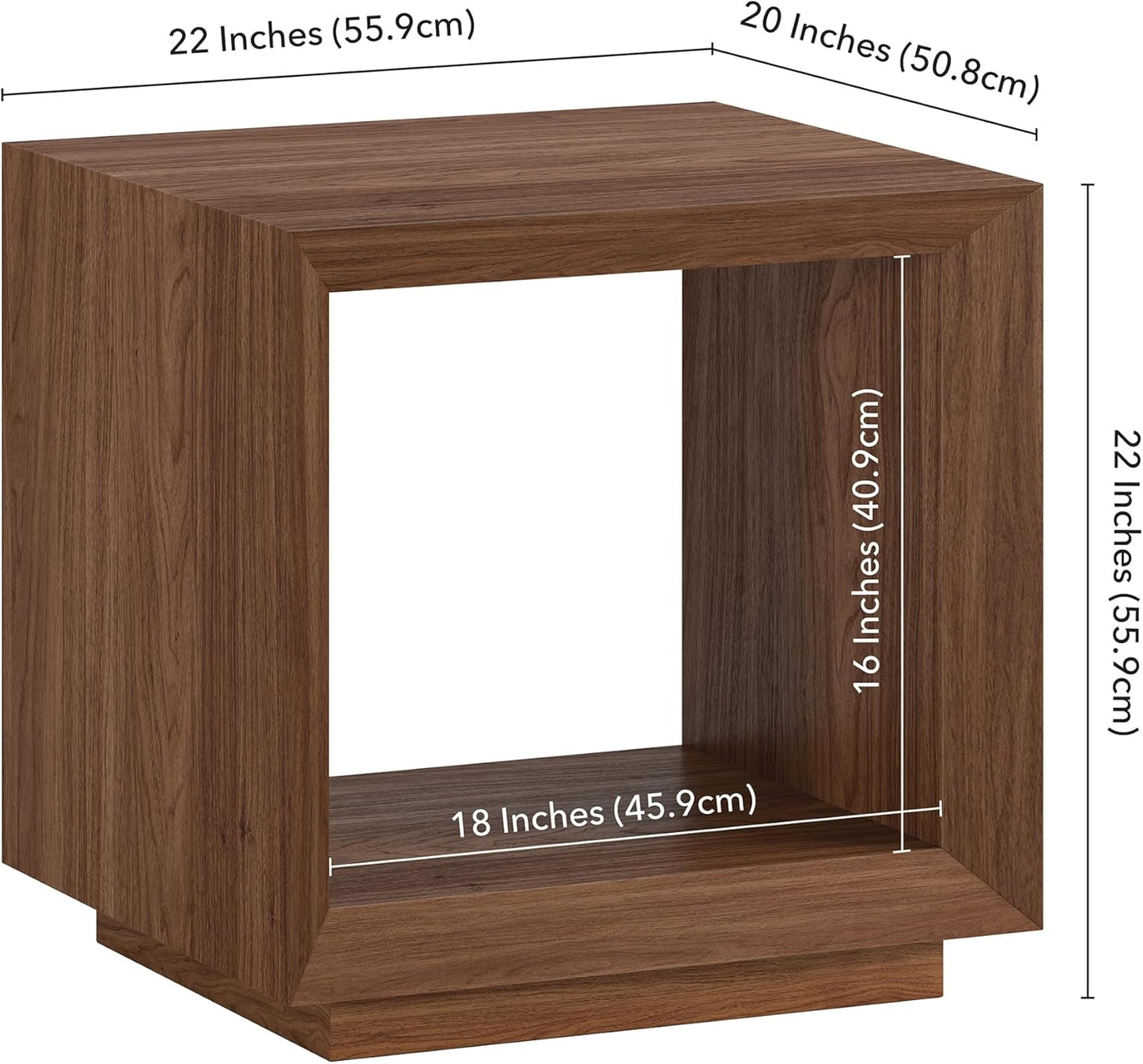 Henn&Hart 22" Wide Rectangular Side Table in Satin Walnut, for Home, Living Room, Bedroom, Entertainment Room, Office