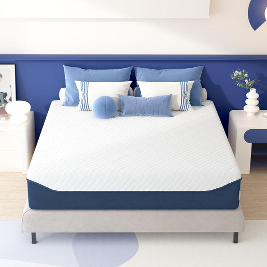 SDHYL King Mattress, 12 Inch Gel Infused Memory Foam Mattress for Good Sleep, Bed in a Box Mid Firm CertiPUR-US Certified & Fiberglass Free, Washable Cover, 80"*76"