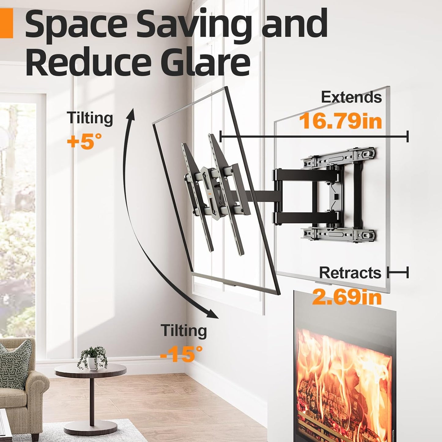 IWORKBORAD 42-86 '' Full Motion TV Wall Mount 24 Inch Studs, Heavy Duty TV Mount 24 inch Studs, Swivel Tilt Extension Level, up to 110 lbs & 600x400mm VESA