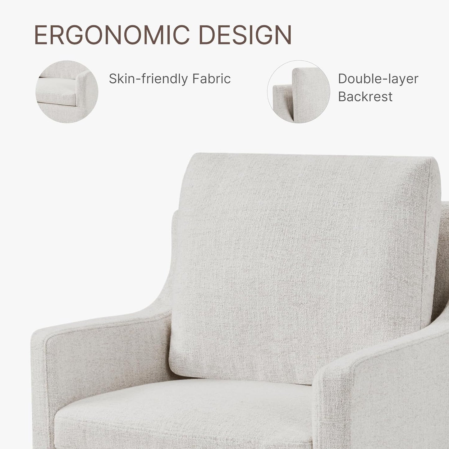 Upholstered Dining Chairs with Casters Easy Assembly Modern Accent Armchair with Rollers for Diningroom Bedroom Livingroom Reading Room,Linen,2 Boxs