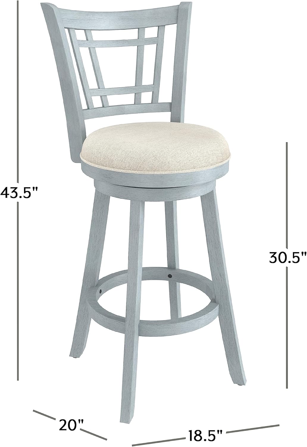 Hillsdale Fairfox 30.5" Wood Swivel Bar Height Stool, Blue Wire Brush